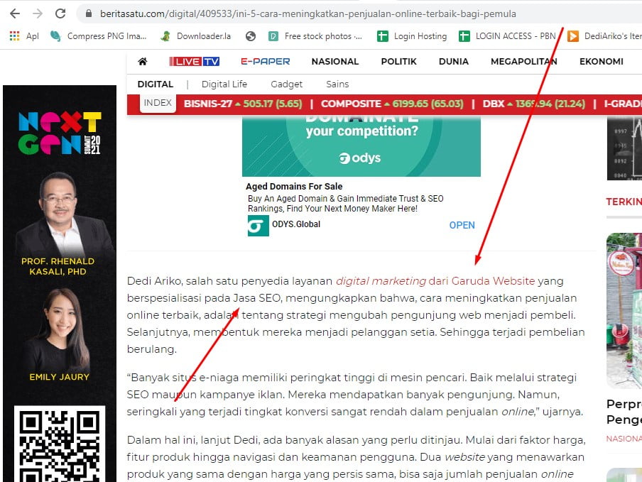 Backlink berita satu