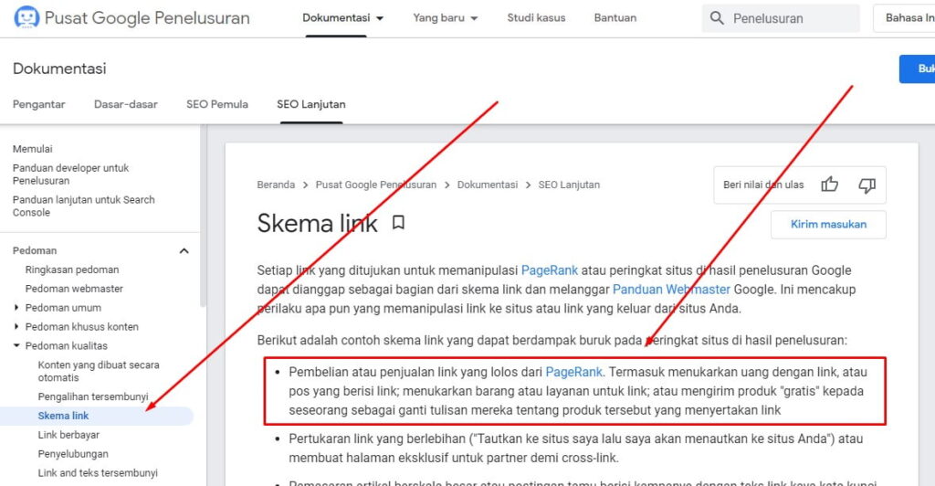 Pedoman Webmaster Google: Membeli backlink  