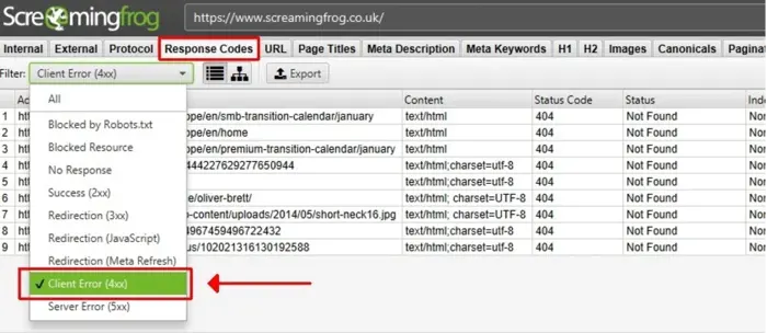 Internal Link: Defenisi + Cara Kerja Untuk SEO Maksimal 41 Client Error Screaming Frog