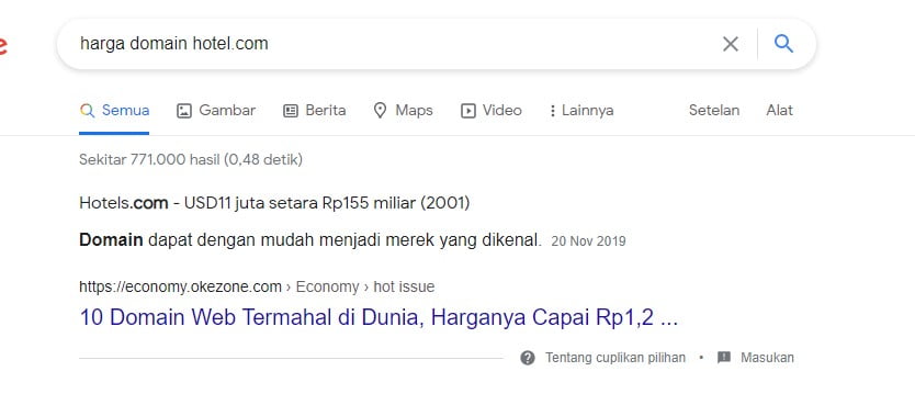 Domain termahal di dunia