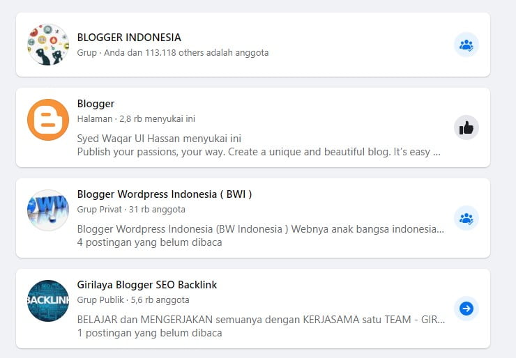 Group Blogger di Facebook