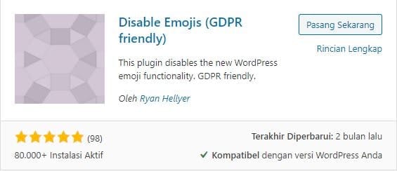 9 Cara Mempercepat Loading Website Wordpress 23 Disable Emoji