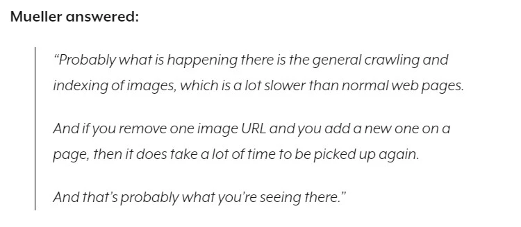 Google Image indexing: Bahaya Update Gambar untuk SEO 17 mueller menjelaskan tentang indexing gambar yang lambat