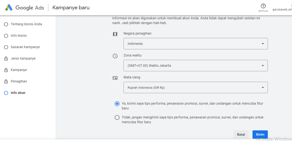 Konfirmasi Informasi Bisnis Anda