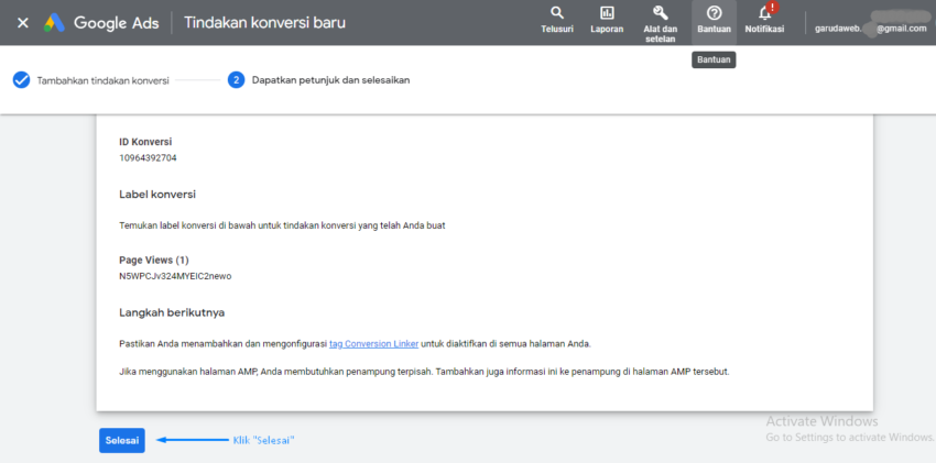 memasang google ads conversion tracking