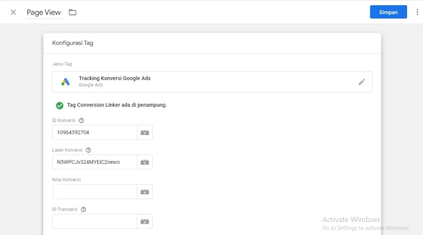 memasang google ads conversion tracking