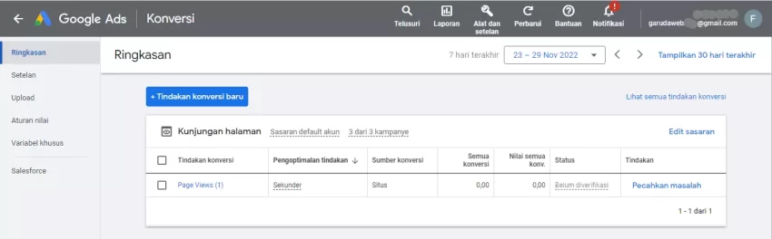memasang google ads conversion tracking