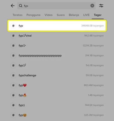 Hashtag TikTok FYP