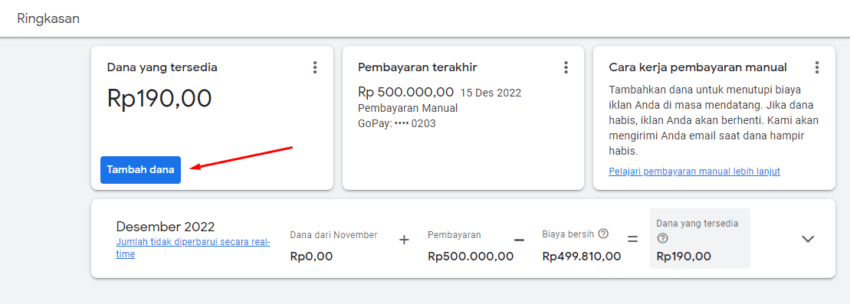 metode pembayaran google ads