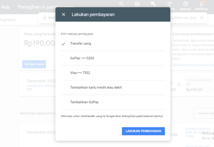 4 Metode Pembayaran Google Ads yang Penting Anda Ketahui 17 metode pembayaran google ads