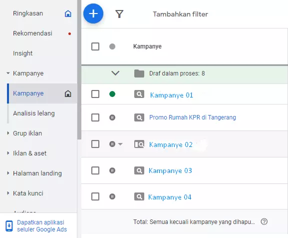 cara menghapus kampanye di google ads