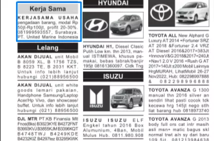 Iklan Baris: Pengertian, Jenis, Contoh dan Keunggulannya 4 iklan baris