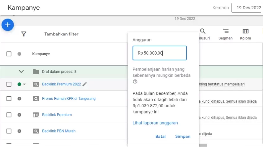 Cara Mengubah Anggaran Harian Google Ads