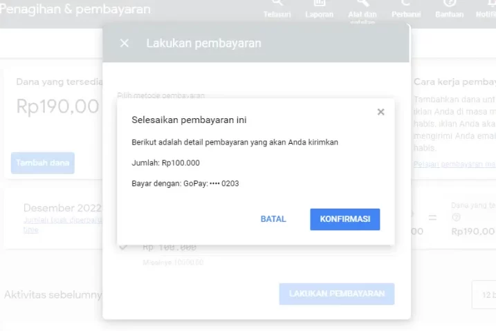 metode pembayaran google ads