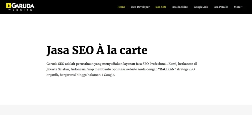 Desain Web Minimalis: Trend Terbaru + 10 Contoh Inspirasi 22 Garuda SEO desain web minimalis terbaik
