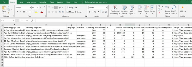 7 Backlink Checker Terbaik yang Digunakan SEO Profesional 23 Contoh data backlink