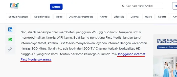 9 Jenis Halaman Web Penting dalam SEO 22 Halaman Konten Blog dengan CTA First Media