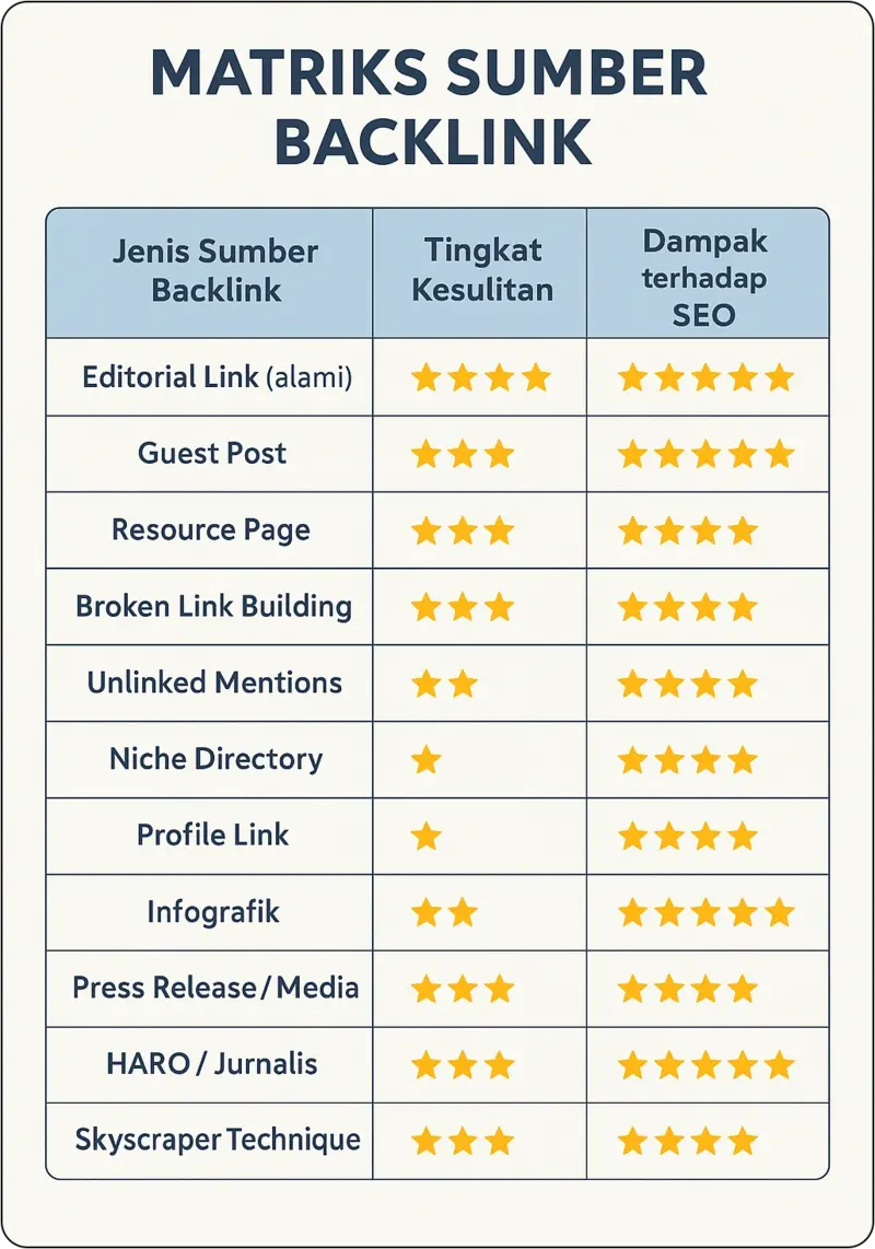 Cara Membuat Backlink Berkualitas SEO - Update Terbaru 19 Matriks Sumber Backlink