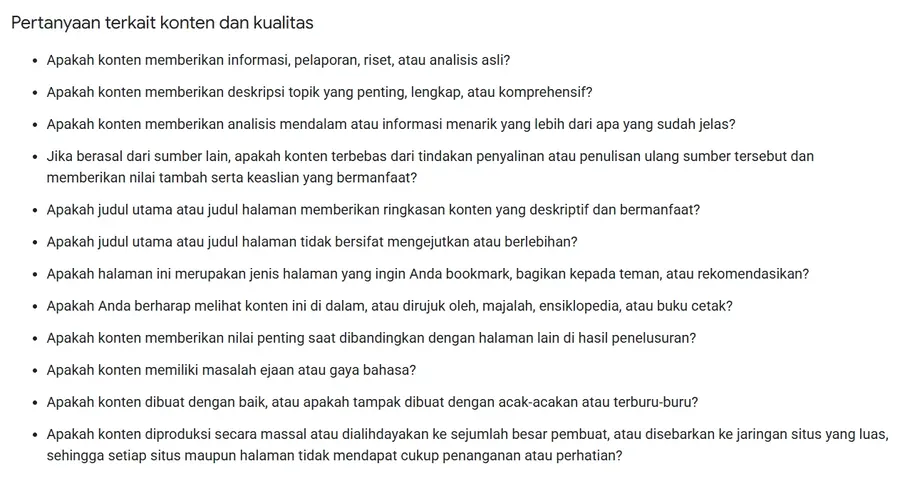 Apa Itu White Hat SEO: Panduan Lengkap Penerapan SEO yang Etis 19 Panduan Konten Google