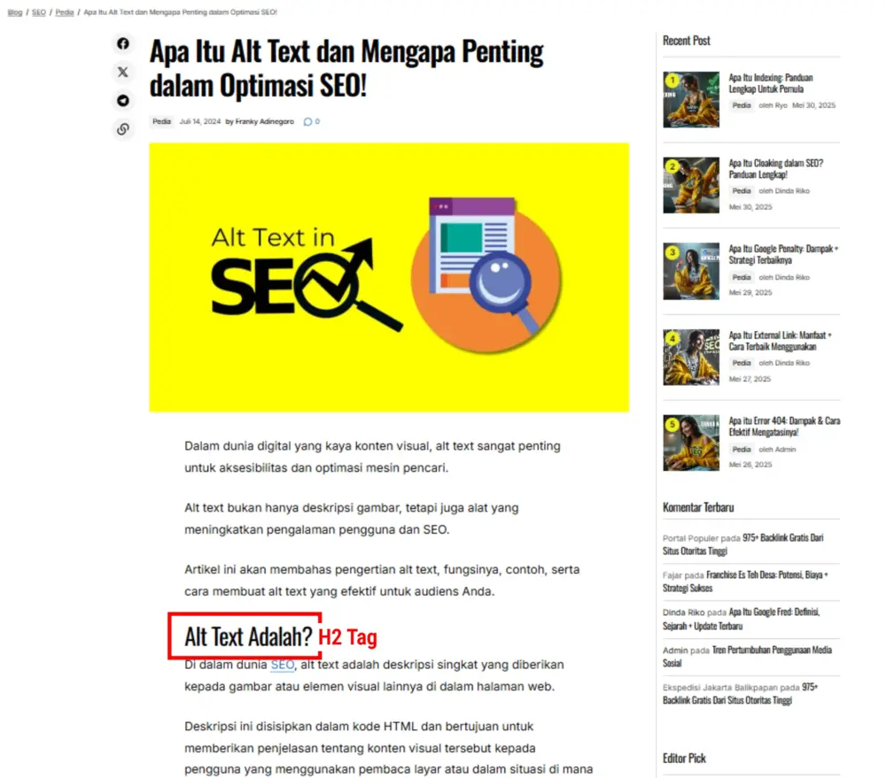 Apa Itu Header Tag: Kunci Utama Mengoptimalkan Konten SEO 20 Contoh H2