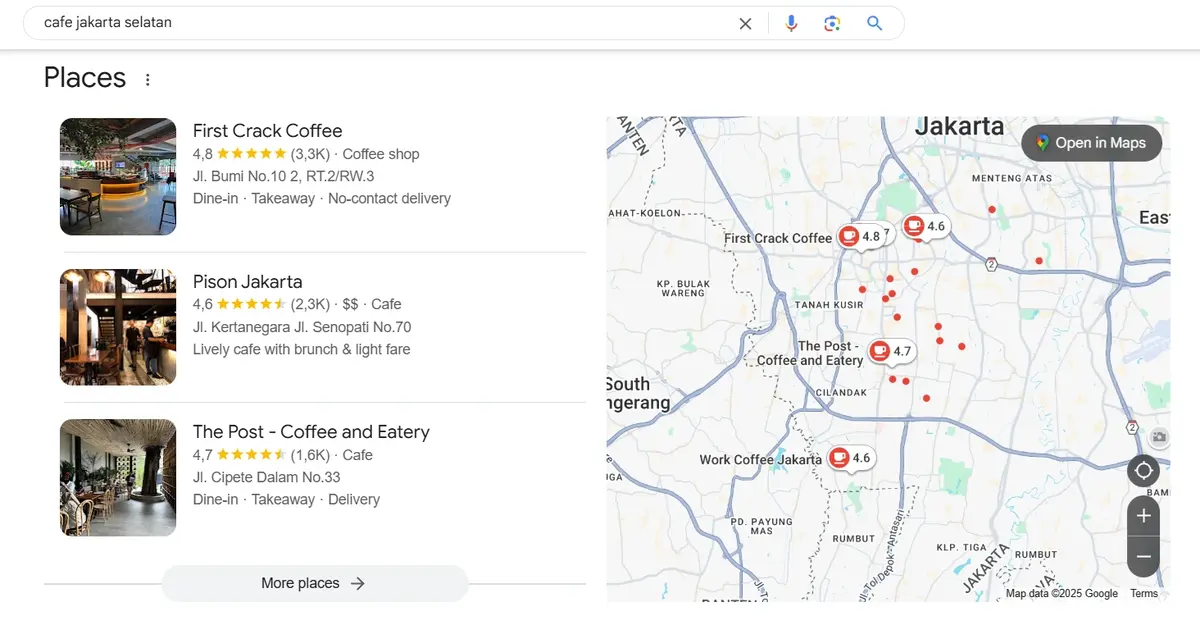 SEO Off Page: Definisi Hingga Panduan Standar SEO Terbaru 24 map pack untuk keyword cafe jakarta selatan