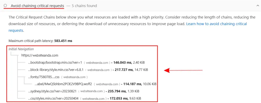 Google Pagespeed Insight: Definisi + Panduan Lengkap 25 Avoid chaining critical requests